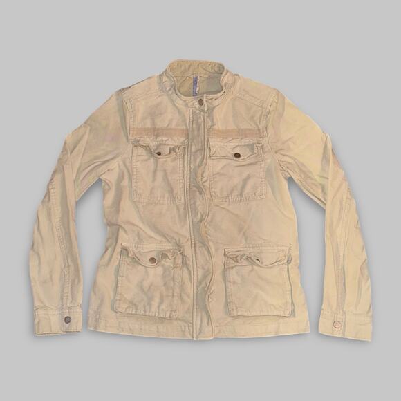 Free People Utility Military-Style Beige Cotton Jacket – Women’s Small - Picture 1 of 5